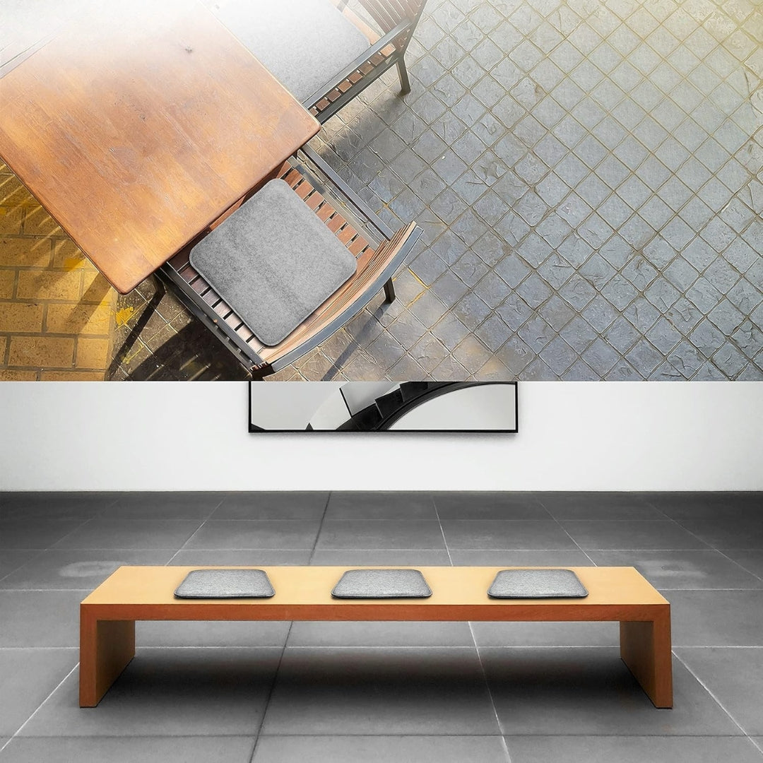 Lot de 4 coussins d’assise carrés en feutre antidérapants – 34,5 x 34,5 x 2,4 cm – Gris clair, gris foncé – Confort durable