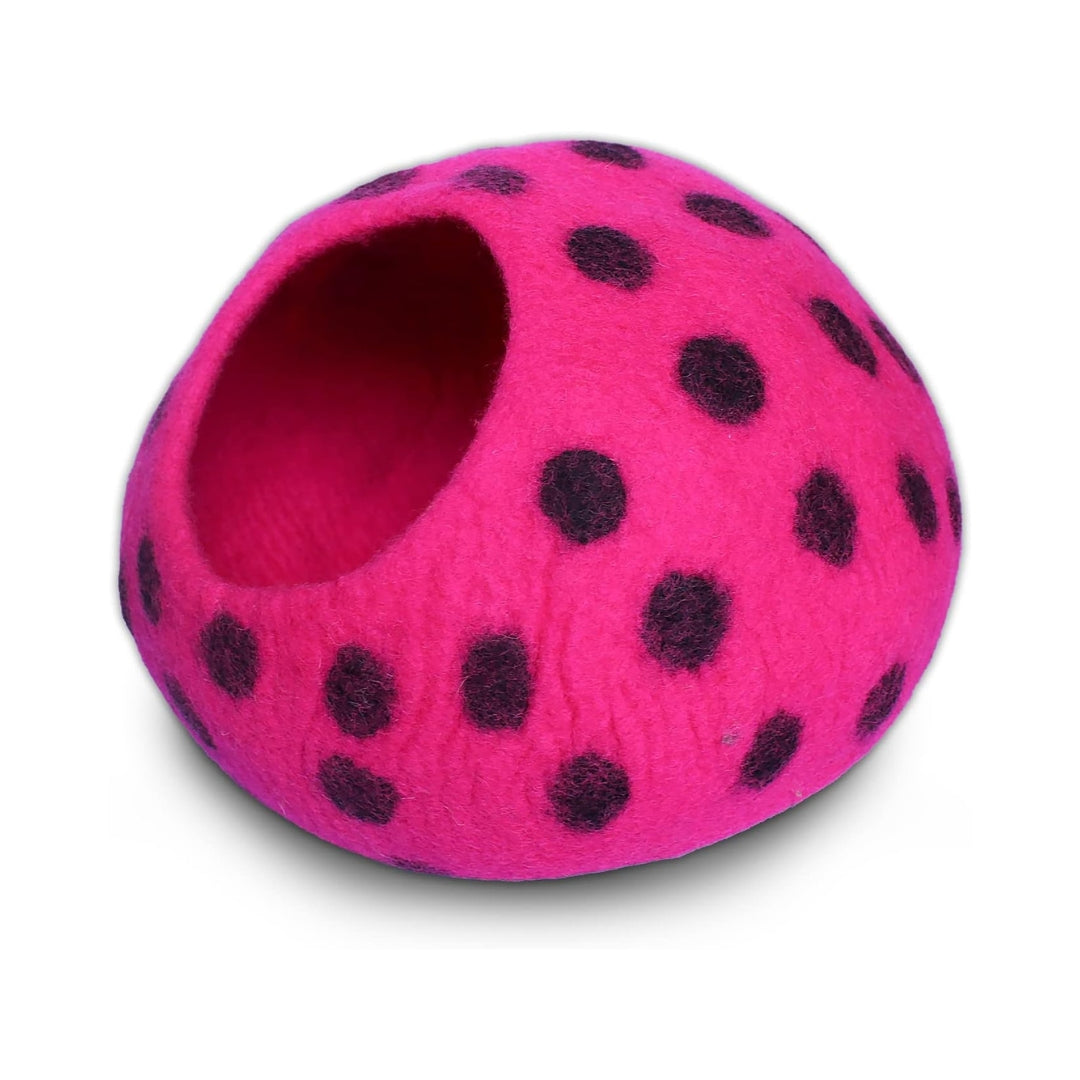 Grotte pour chat en laine mérinos écologique – Niche Lit douillet pliable en feutre naturelle – Maison couverte pour chat d’intérieur