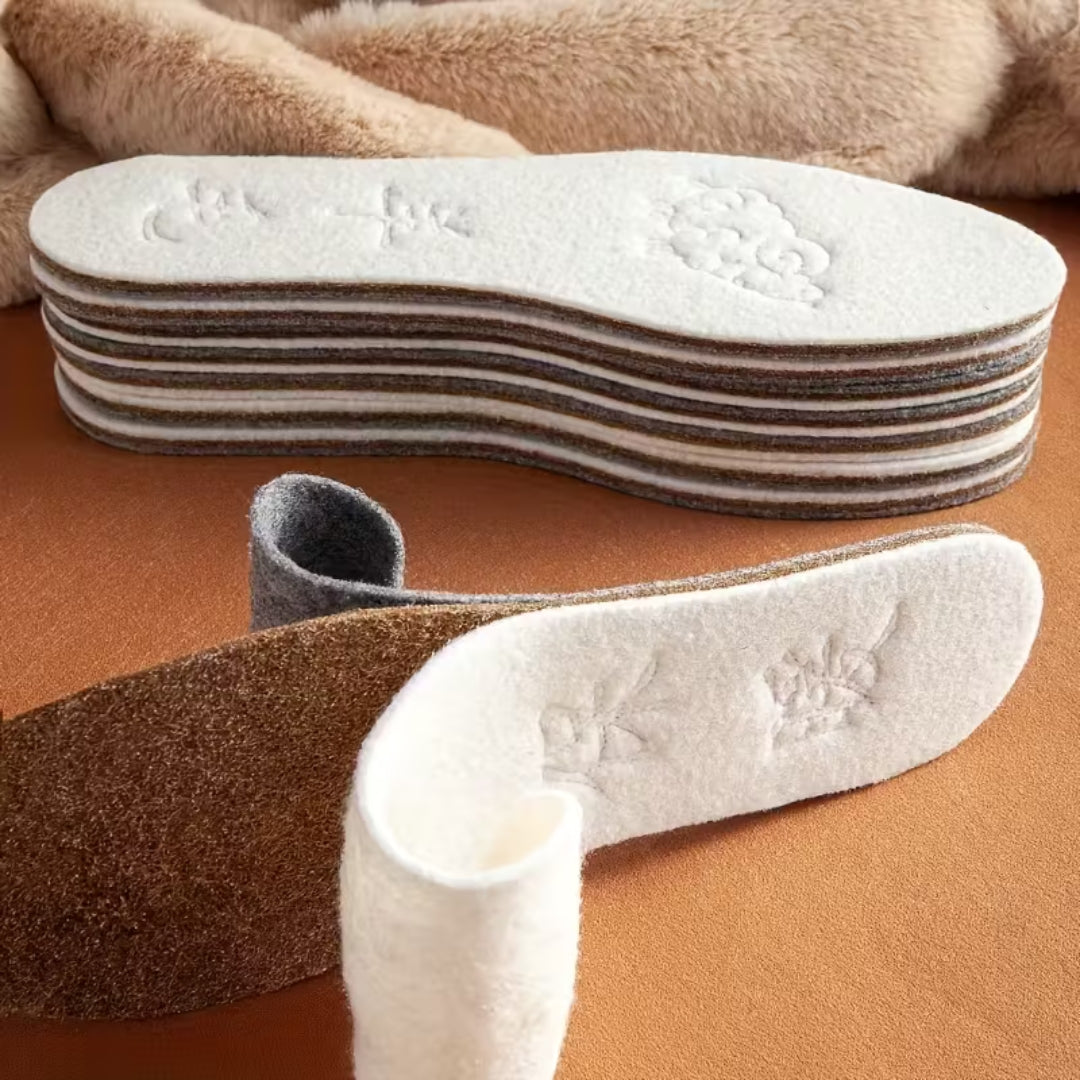 Semelles thermiques multicouches en polaire et feutre de laine – chaleur, confort et respirabilité pour chaussures d’hiver EU 35-45