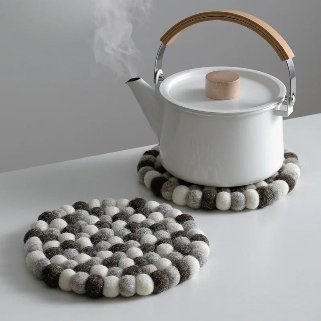 Dessous de plat rond en feutre de laine – 20 cm – Tapis de table résistant à la chaleur pour cuisine et décoration maison