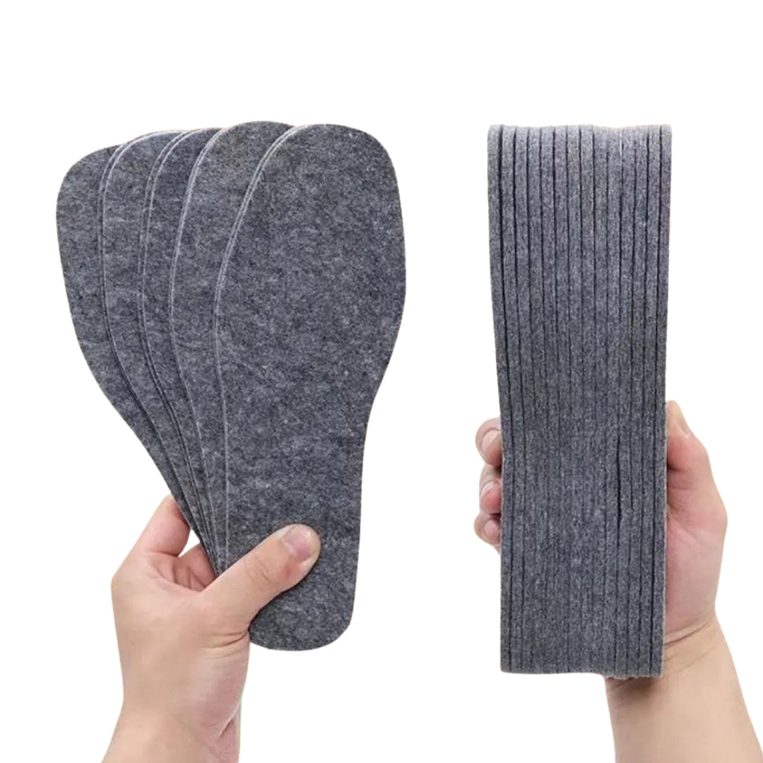 Semelles intérieures thermiques en feutre de laine – lot de 5 paires – chaleur et confort hiver