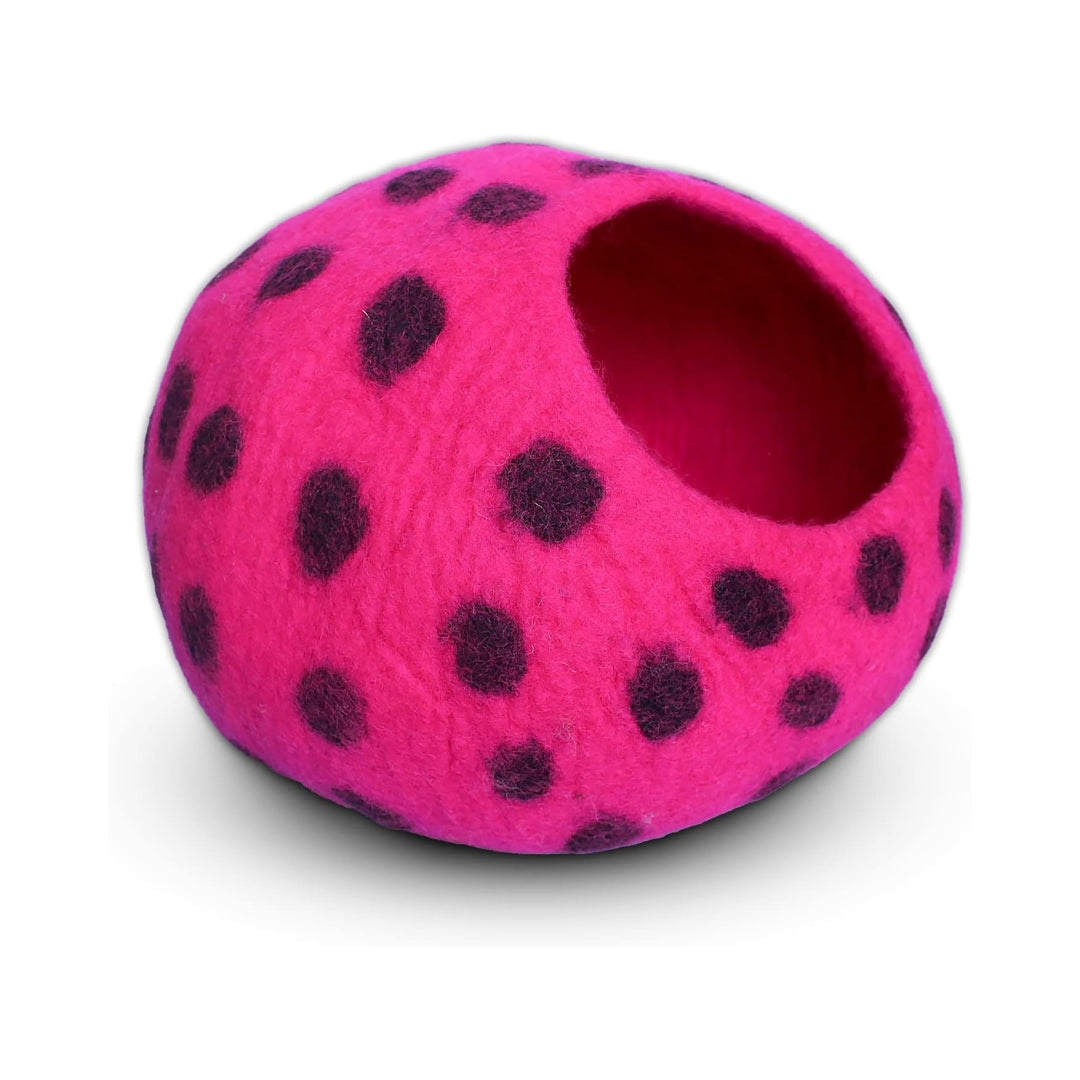 Grotte pour chat en laine mérinos écologique – Niche Lit douillet pliable en feutre naturelle – Maison couverte pour chat d’intérieur