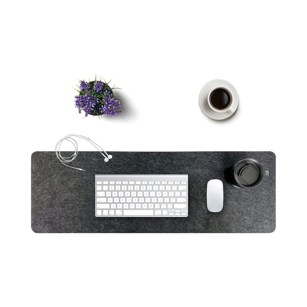Tapis de souris et clavier grand format 90 x 30 cm - Sous-main en feutre gris clair pour bureau