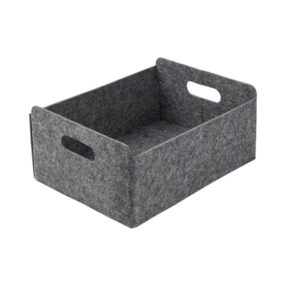 Panier de rangement pliable en feutre gris – boîte de rangement sans couvercle avec poignées