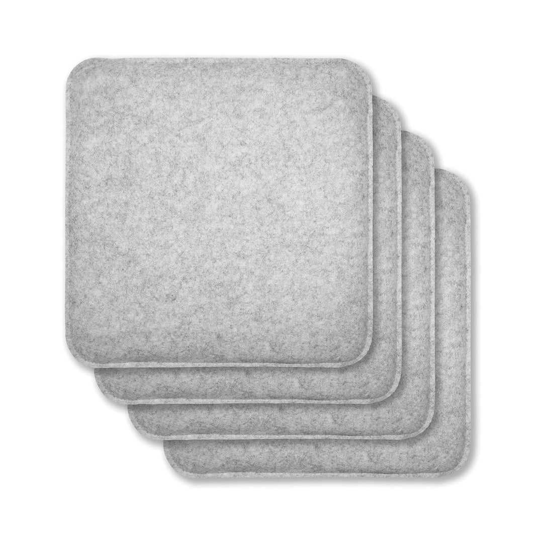 Lot de 4 coussins d’assise carrés en feutre antidérapants – 34,5 x 34,5 x 2,4 cm – Gris clair, gris foncé – Confort durable