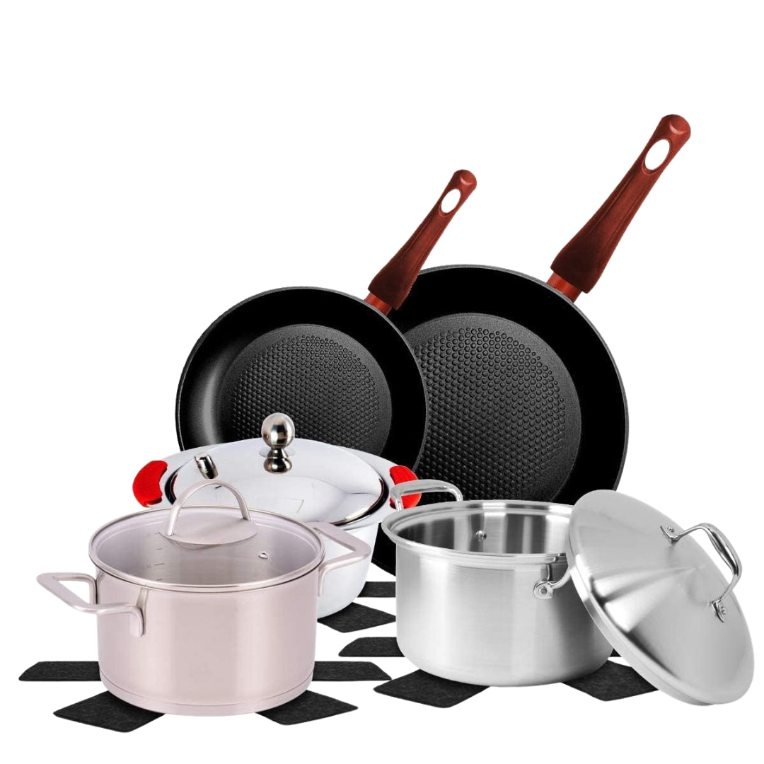 Lot de 8 protège-poêles en feutre – 38 cm – Séparateurs de casseroles et ustensiles de cuisine anti-rayures – Noir