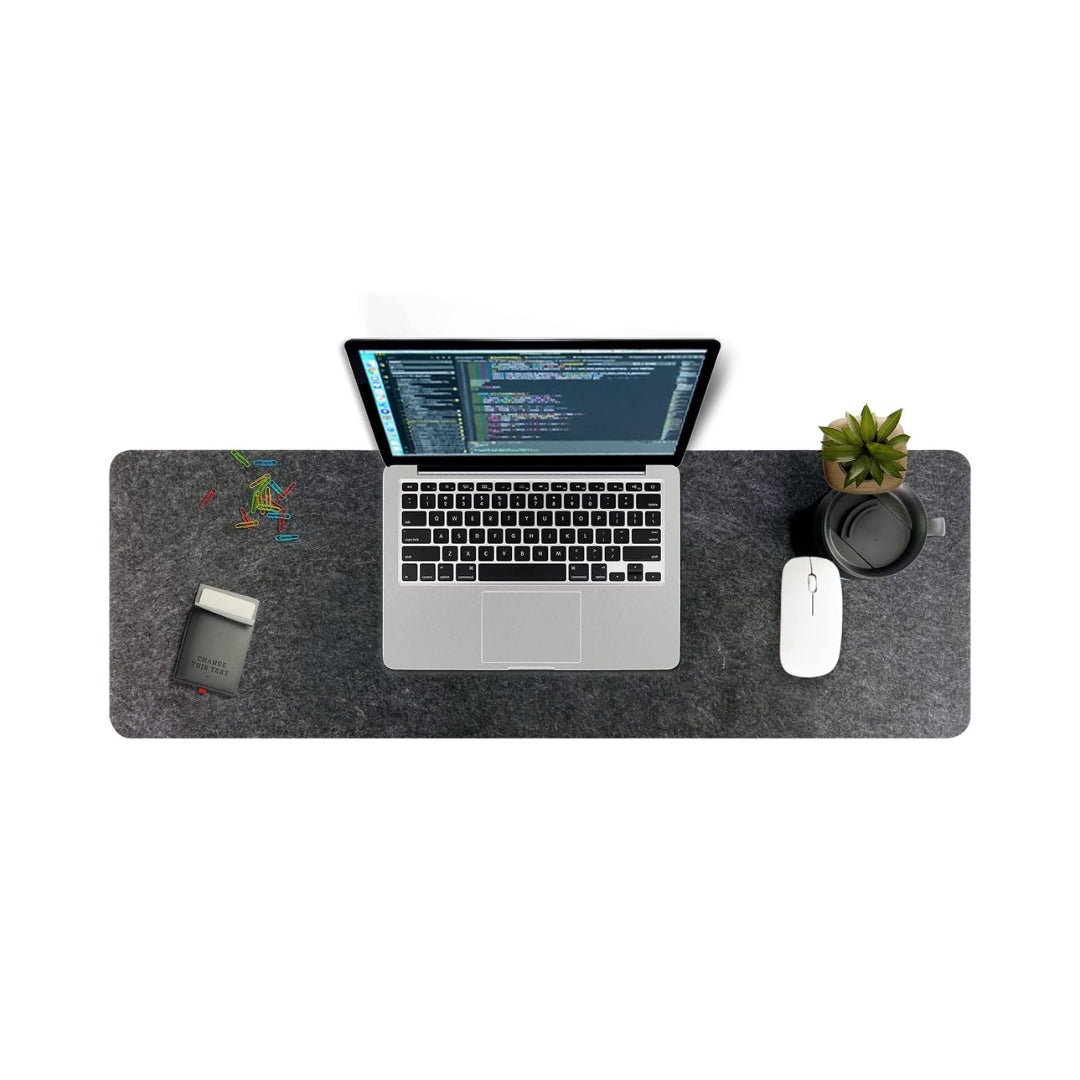 Tapis de souris et clavier grand format 90 x 30 cm - Sous-main en feutre gris clair pour bureau
