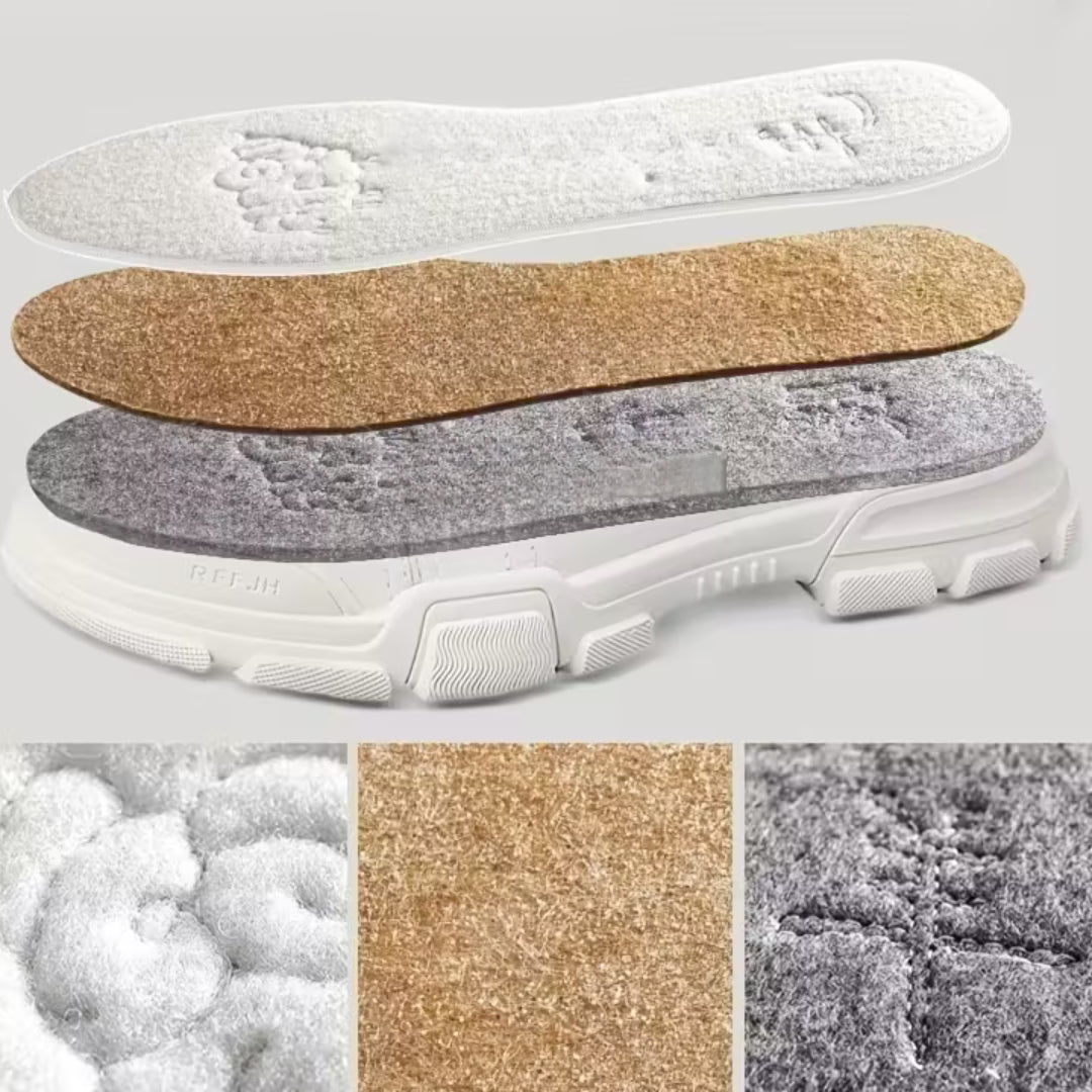 Semelles thermiques multicouches en polaire et feutre de laine – chaleur, confort et respirabilité pour chaussures d’hiver EU 35-45