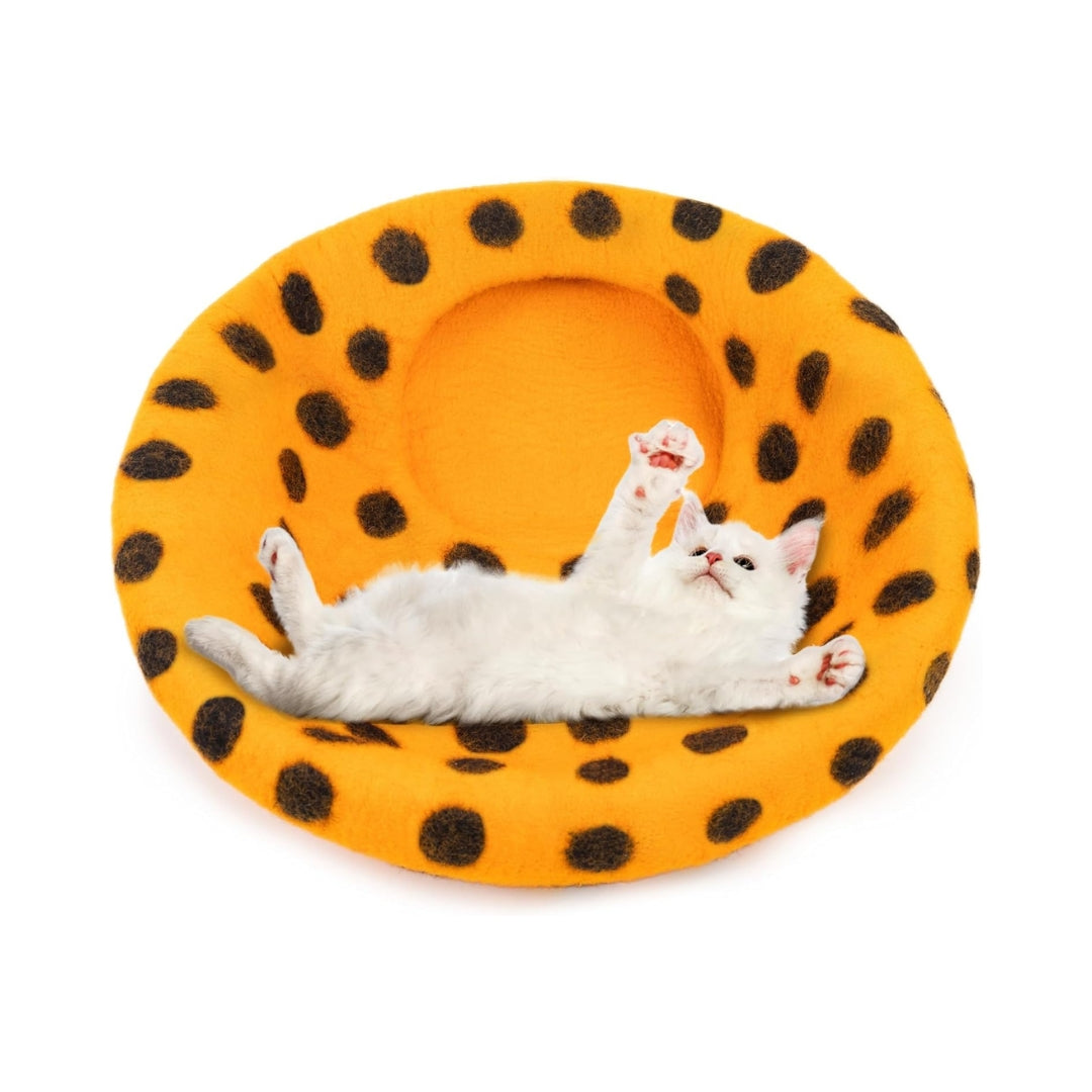 Grotte pour chat en laine mérinos écologique – Niche Lit douillet pliable en feutre naturelle – Maison couverte pour chat d’intérieur