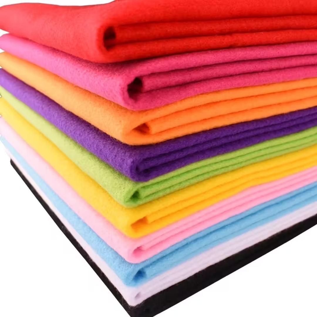 Tissu feutre polyester non tissé 1,5 mm – tissu feutrine et feutrine tissu en carrés 45 x 45 cm pour couture et DIY