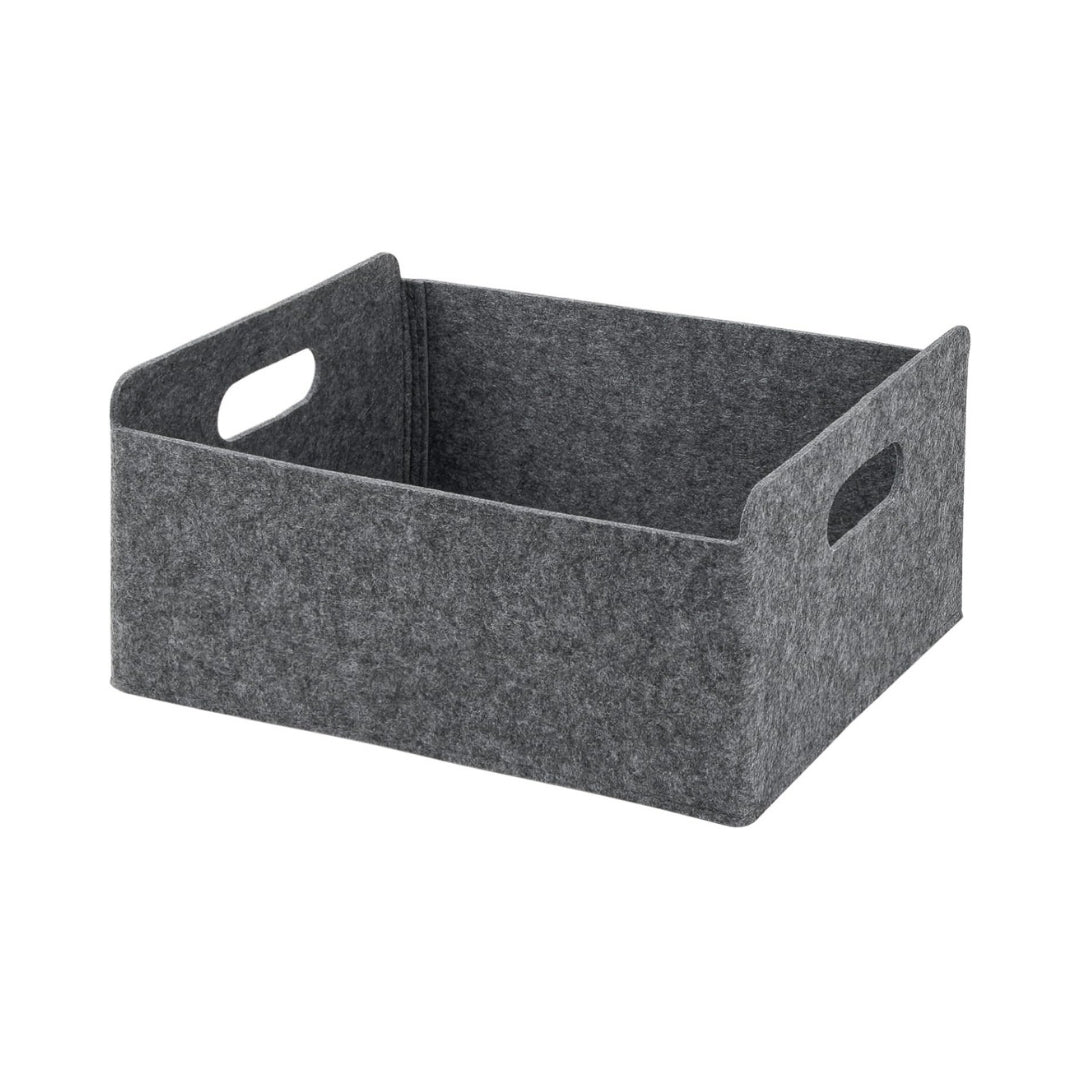 Panier de rangement pliable en feutre gris – boîte de rangement sans couvercle avec poignées