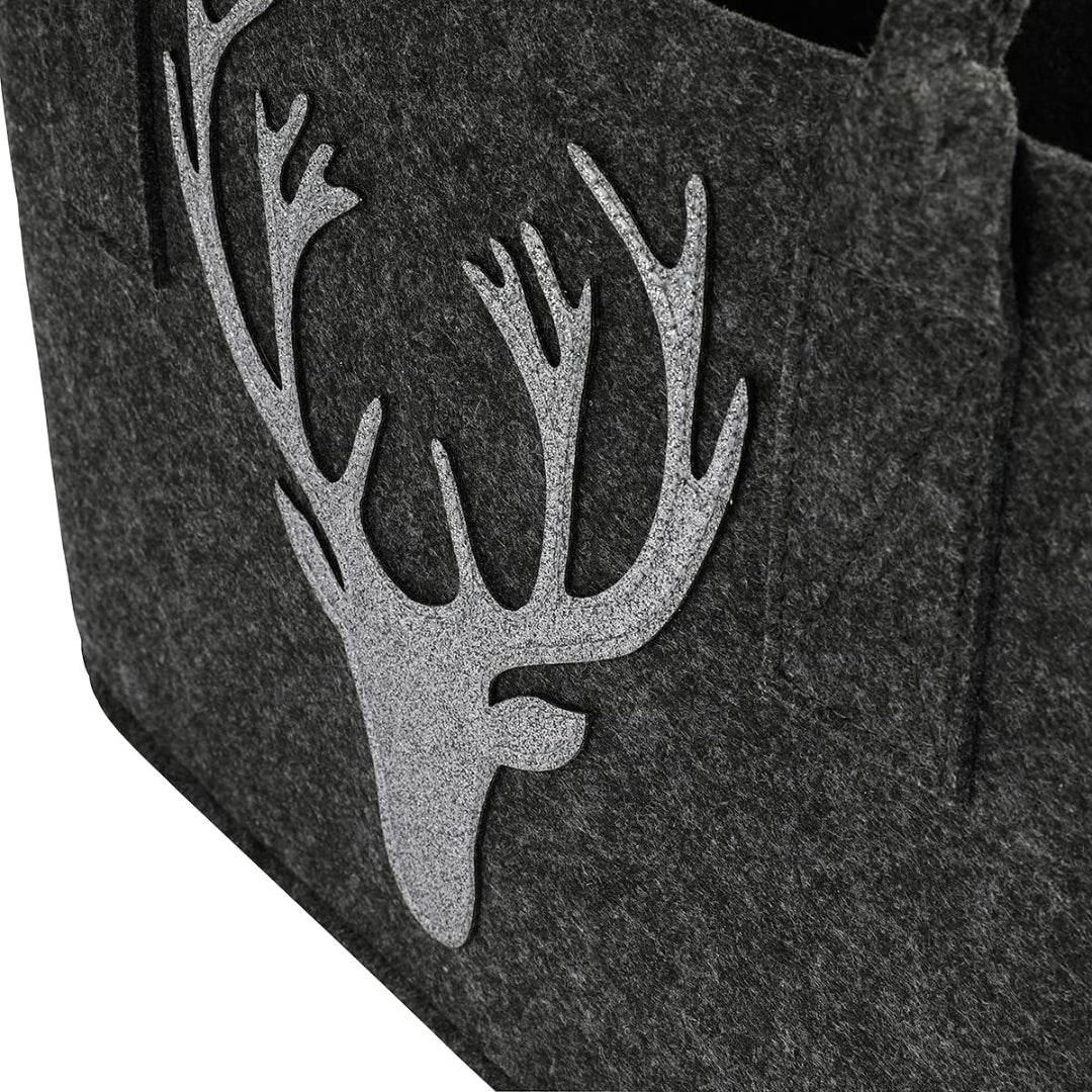Sac en feutre gris foncé motif cerf – cabas polyvalent 40 x 25 cm