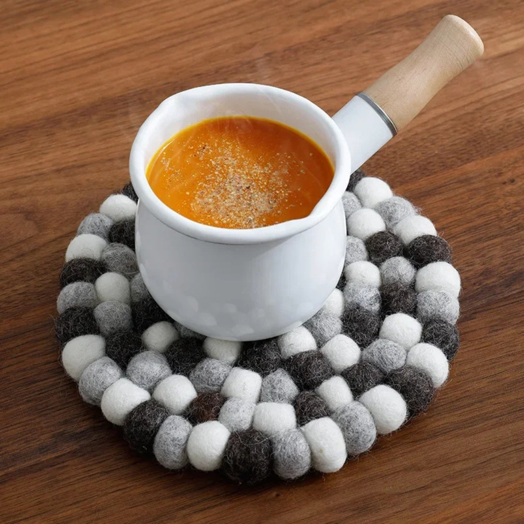 Dessous de plat rond en feutre de laine – 20 cm – Tapis de table résistant à la chaleur pour cuisine et décoration maison