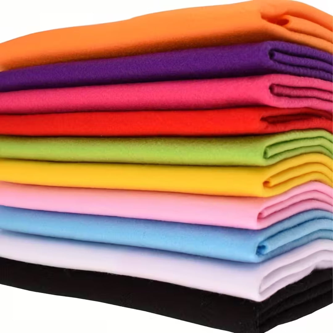 Tissu feutre polyester non tissé 1,5 mm – tissu feutrine et feutrine tissu en carrés 45 x 45 cm pour couture et DIY