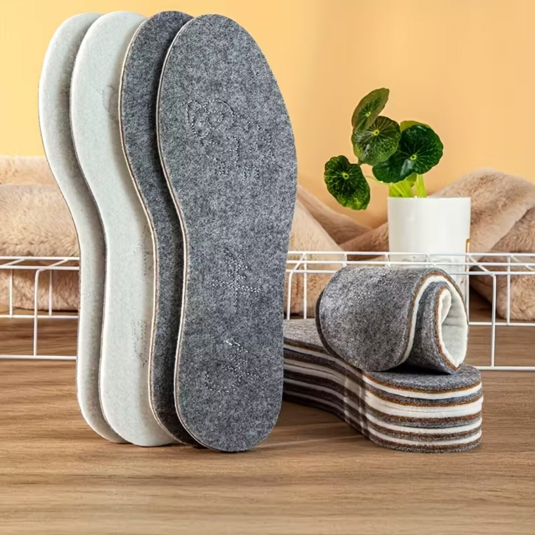Semelles thermiques multicouches en polaire et feutre de laine – chaleur, confort et respirabilité pour chaussures d’hiver EU 35-45