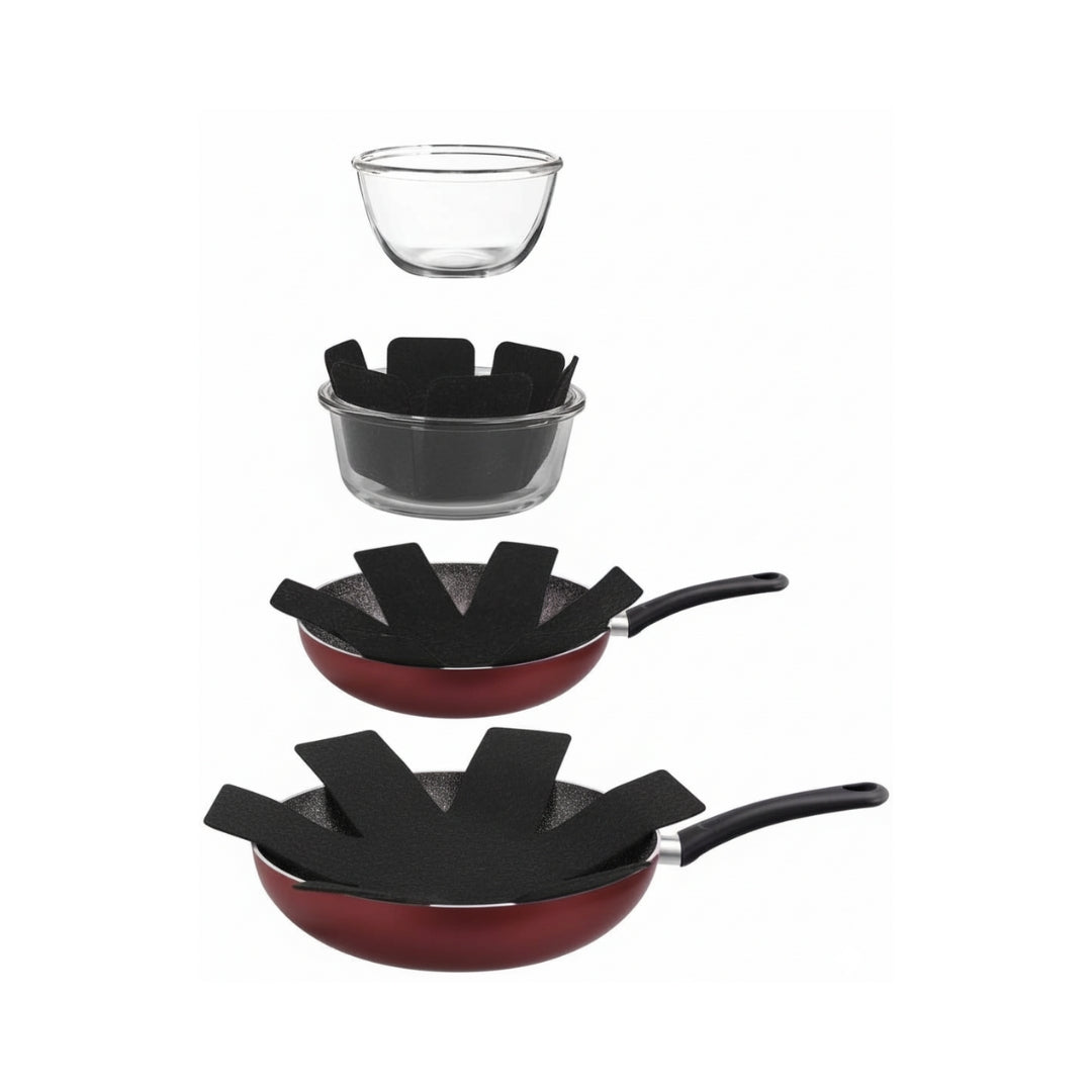 Lot de 8 protège-poêles en feutre – 38 cm – Séparateurs de casseroles et ustensiles de cuisine anti-rayures – Noir