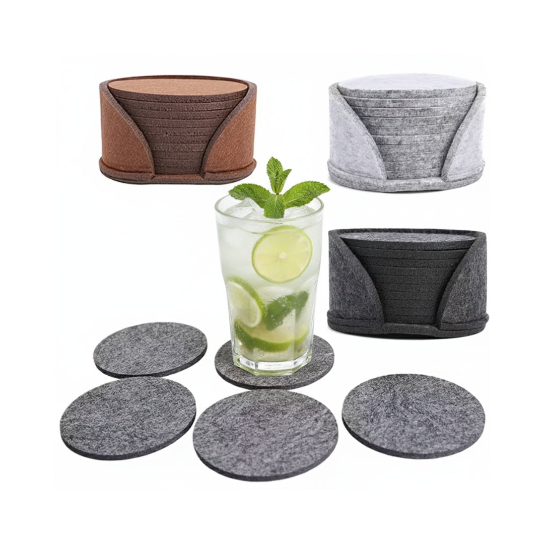 Lot de 10 sous-verres ronds en feutre – 10 cm – Protège-table résistant à la chaleur pour tasses et boissons – Plusieurs couleurs