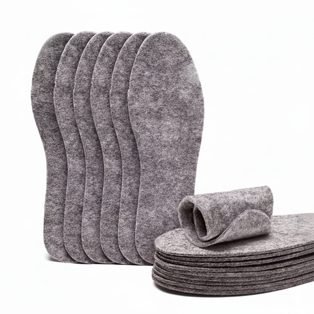 Semelles intérieures thermiques en feutre de laine – lot de 5 paires – chaleur et confort hiver