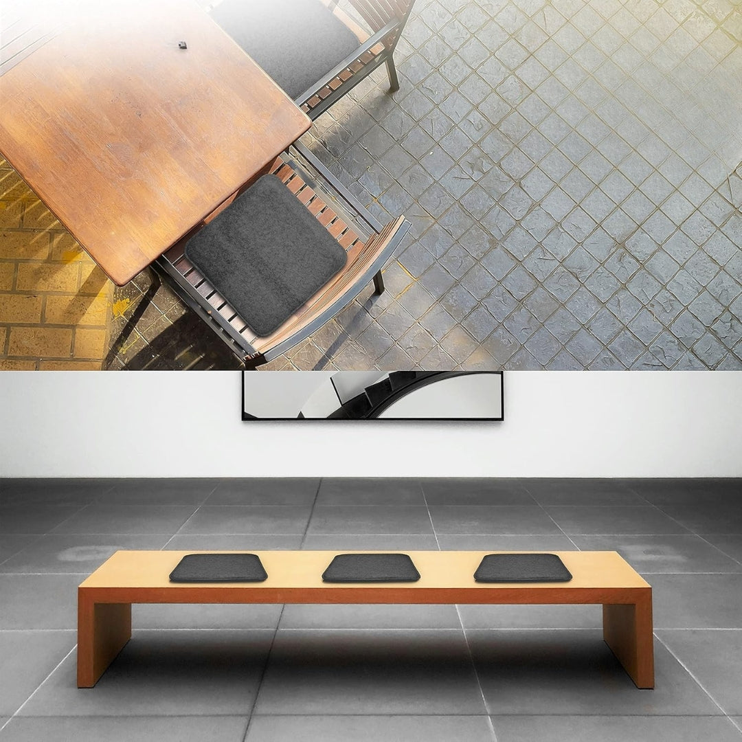 Lot de 4 coussins d’assise carrés en feutre antidérapants – 34,5 x 34,5 x 2,4 cm – Gris clair, gris foncé – Confort durable