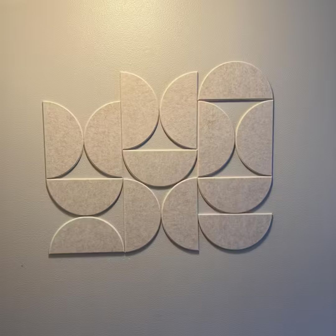Lot de 12 panneaux muraux en feutre autocollants – Forme ovale – Tableau décoratif contemporain pour maison et bureau