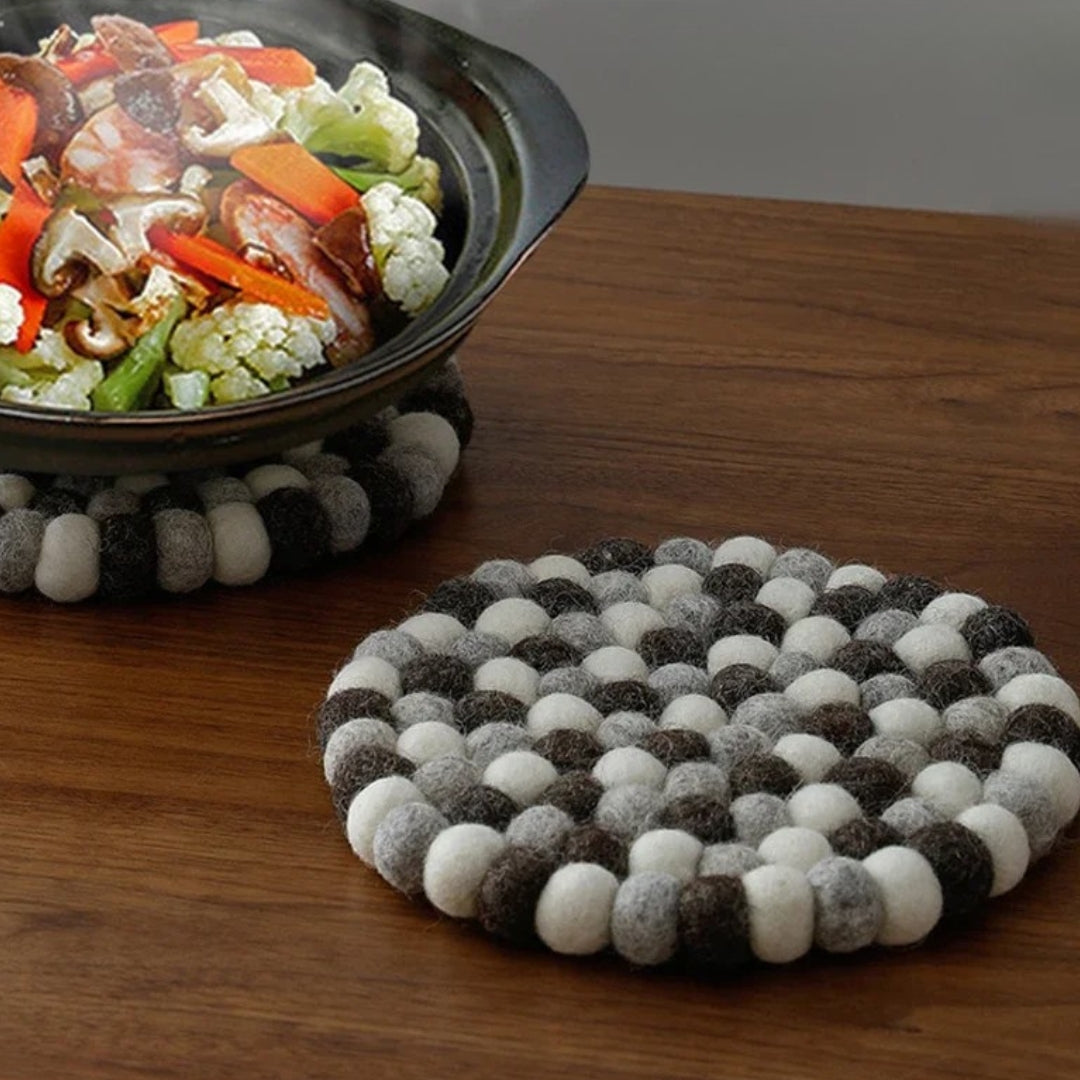 Dessous de plat rond en feutre de laine – 20 cm – Tapis de table résistant à la chaleur pour cuisine et décoration maison
