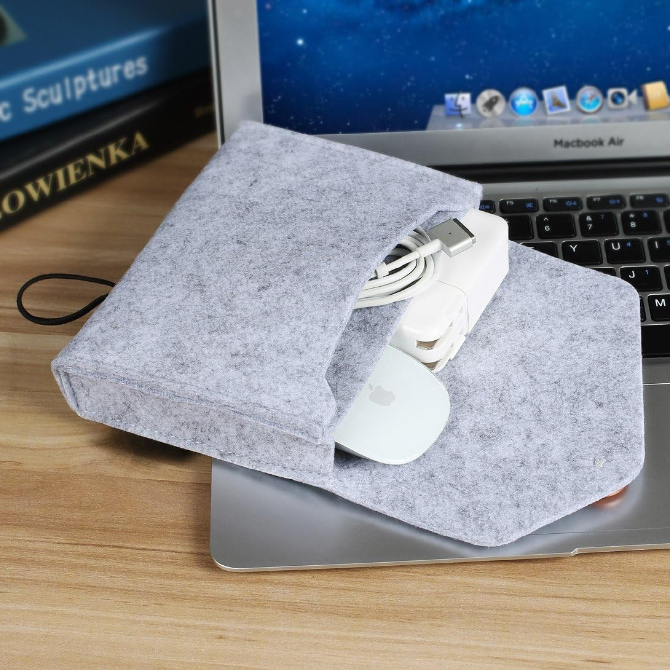 Pochette de rangement en feutre pour accessoires électroniques – Souris, câbles, disque dur, batterie externe