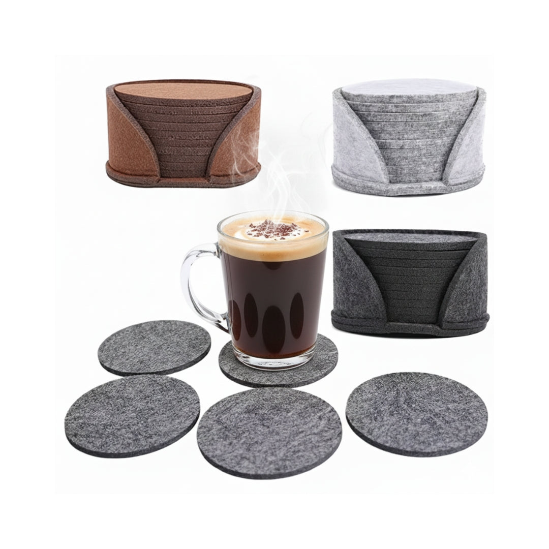 Lot de 10 sous-verres ronds en feutre – 10 cm – Protège-table résistant à la chaleur pour tasses et boissons – Plusieurs couleurs