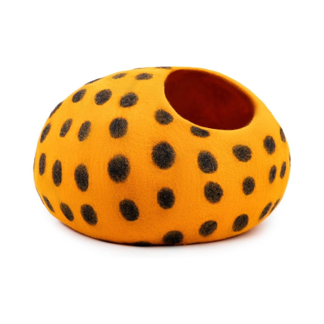 Grotte pour chat en laine mérinos écologique – Niche Lit douillet pliable en feutre naturelle – Maison couverte pour chat d’intérieur
