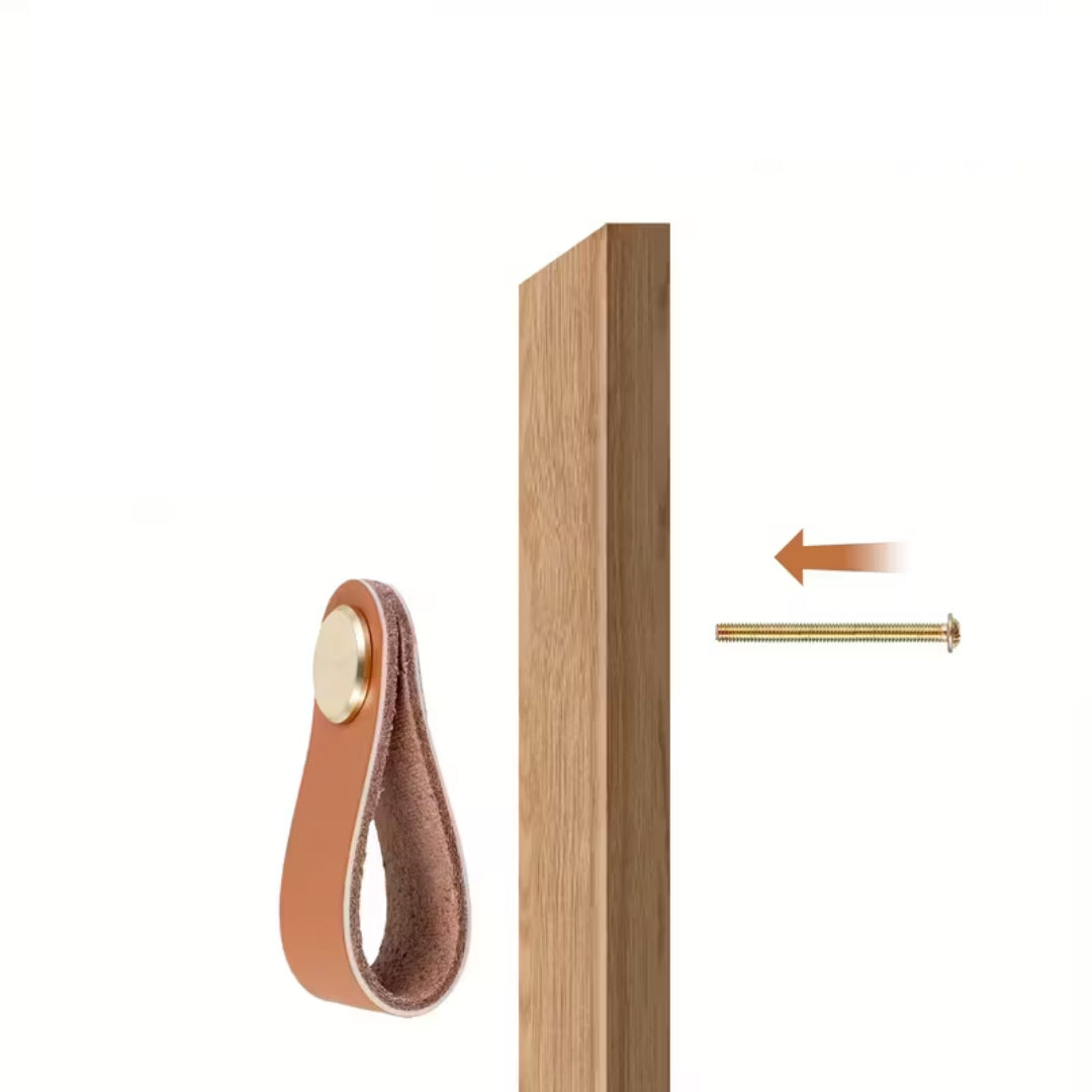 Lot de 6 poignées de tiroir en similicuir épais – poignées décoratives pour portes de placard, commodes et meubles modernes