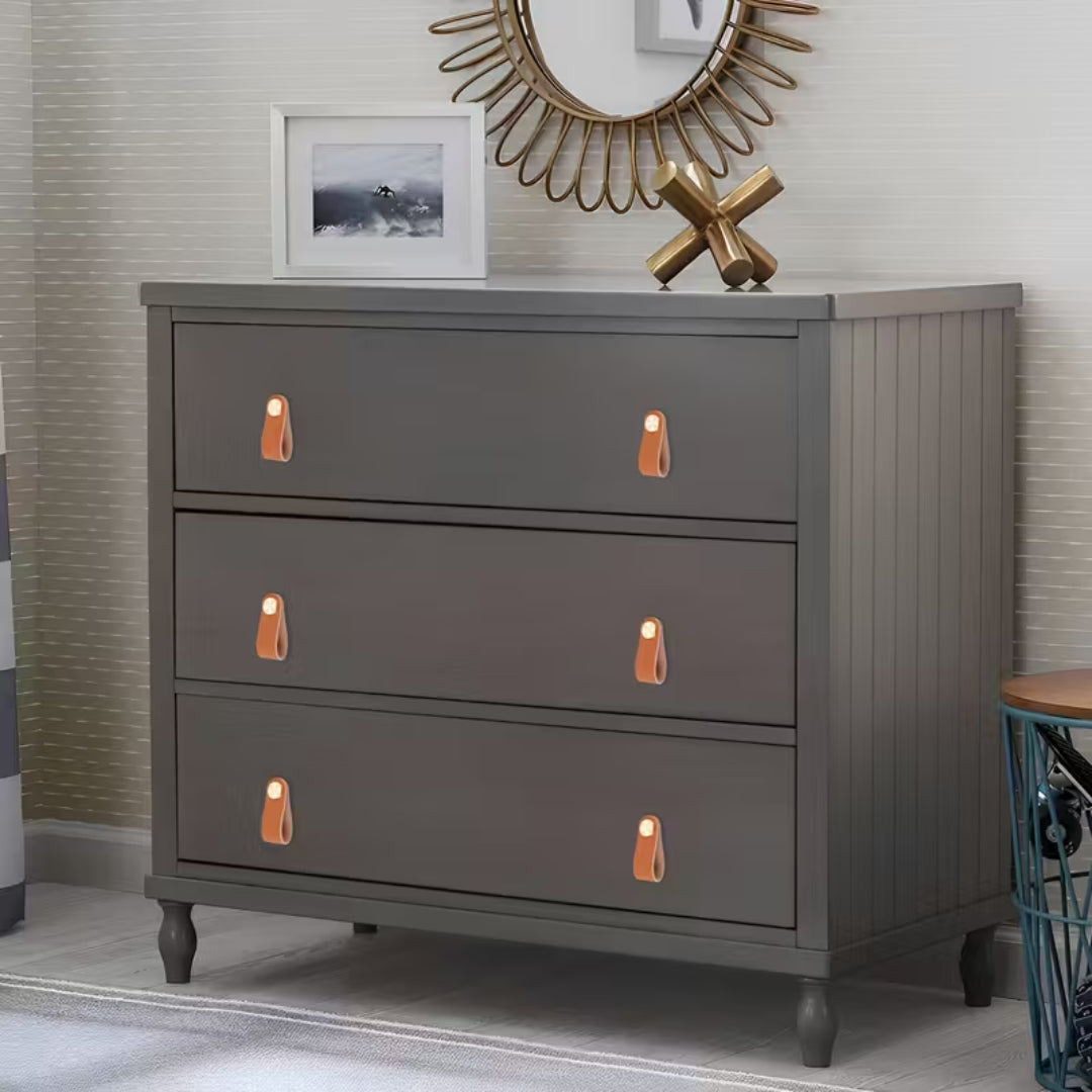 Lot de 6 poignées de tiroir en similicuir épais – poignées décoratives pour portes de placard, commodes et meubles modernes