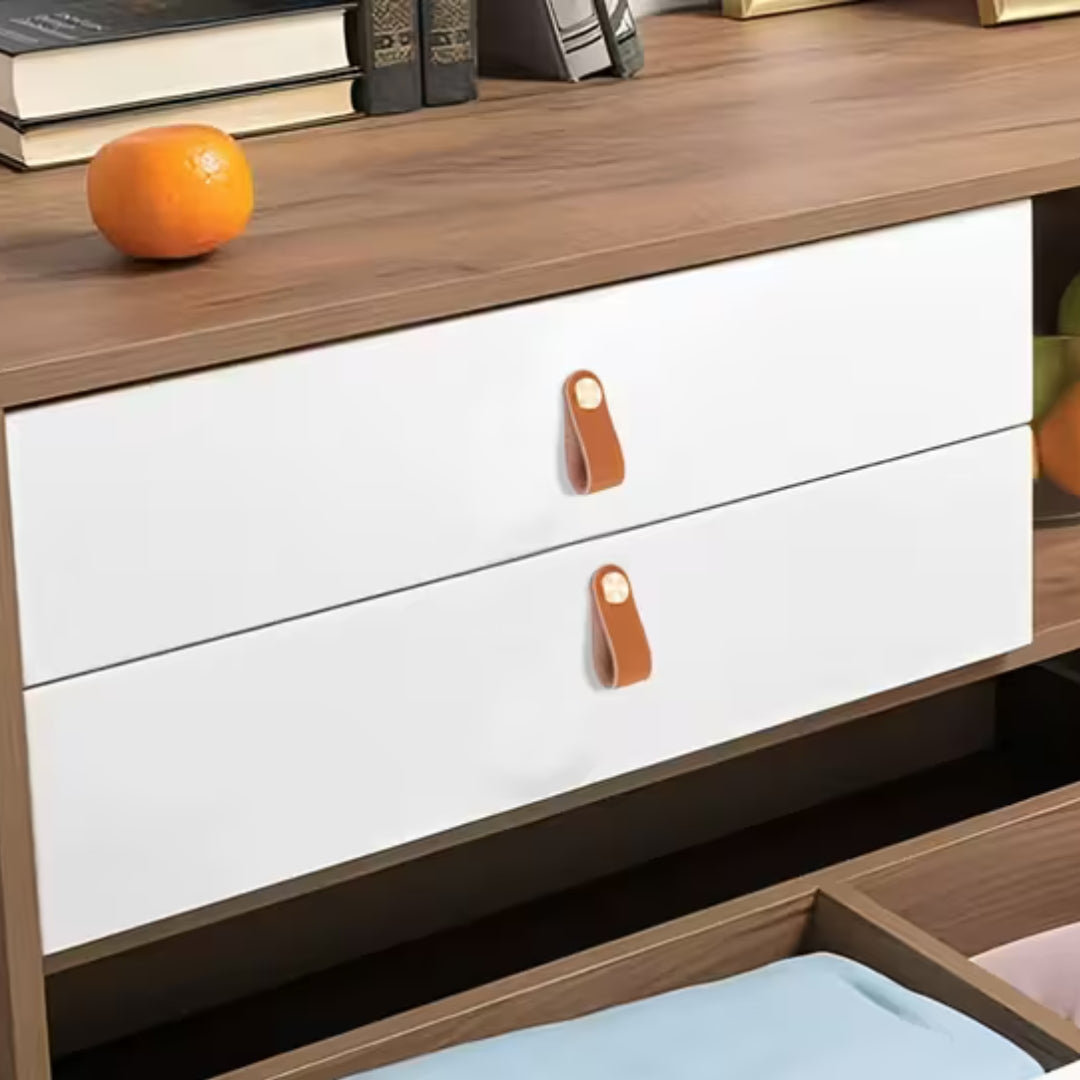 Lot de 6 poignées de tiroir en similicuir épais – poignées décoratives pour portes de placard, commodes et meubles modernes