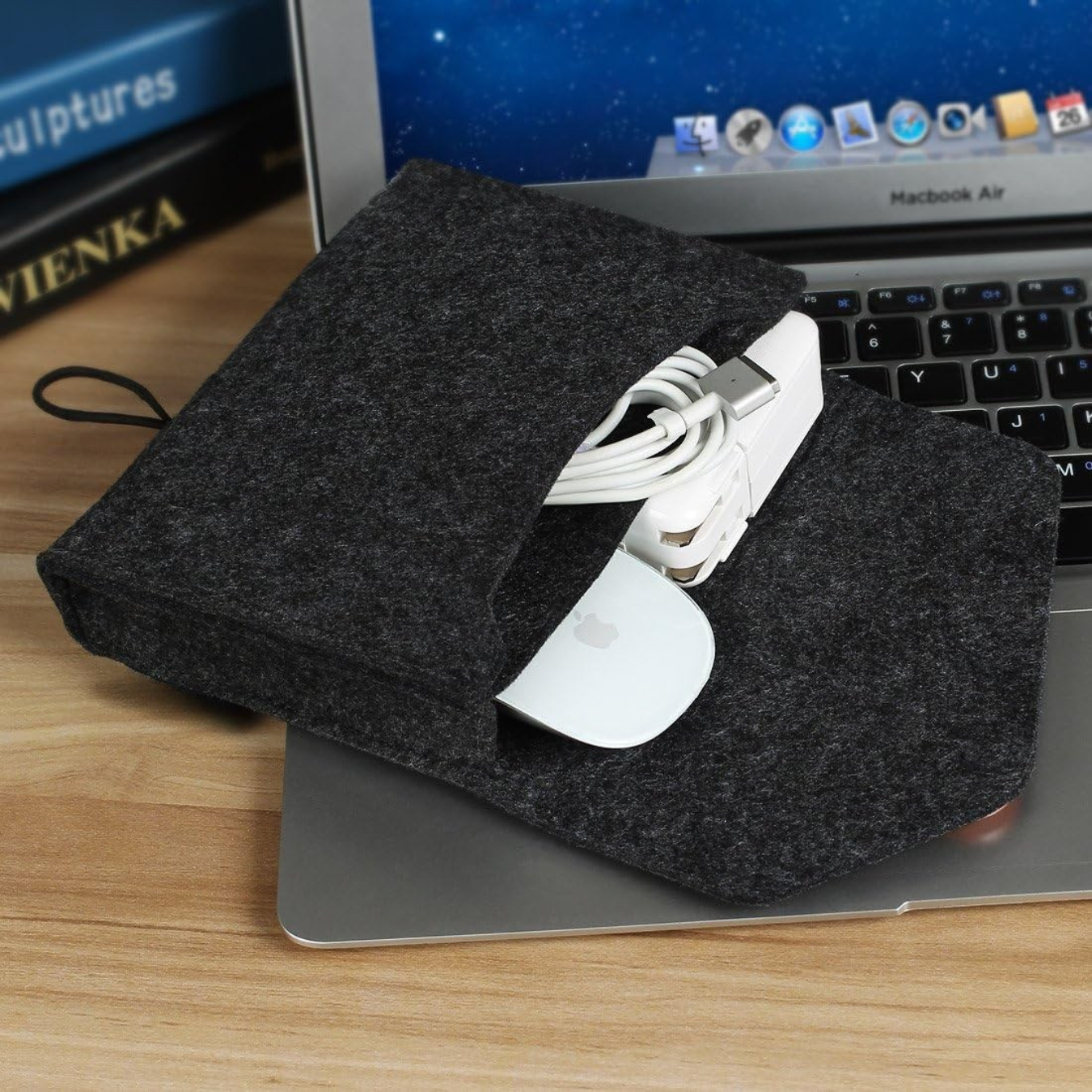 Pochette de rangement en feutre pour accessoires électroniques – Souris, câbles, disque dur, batterie externe