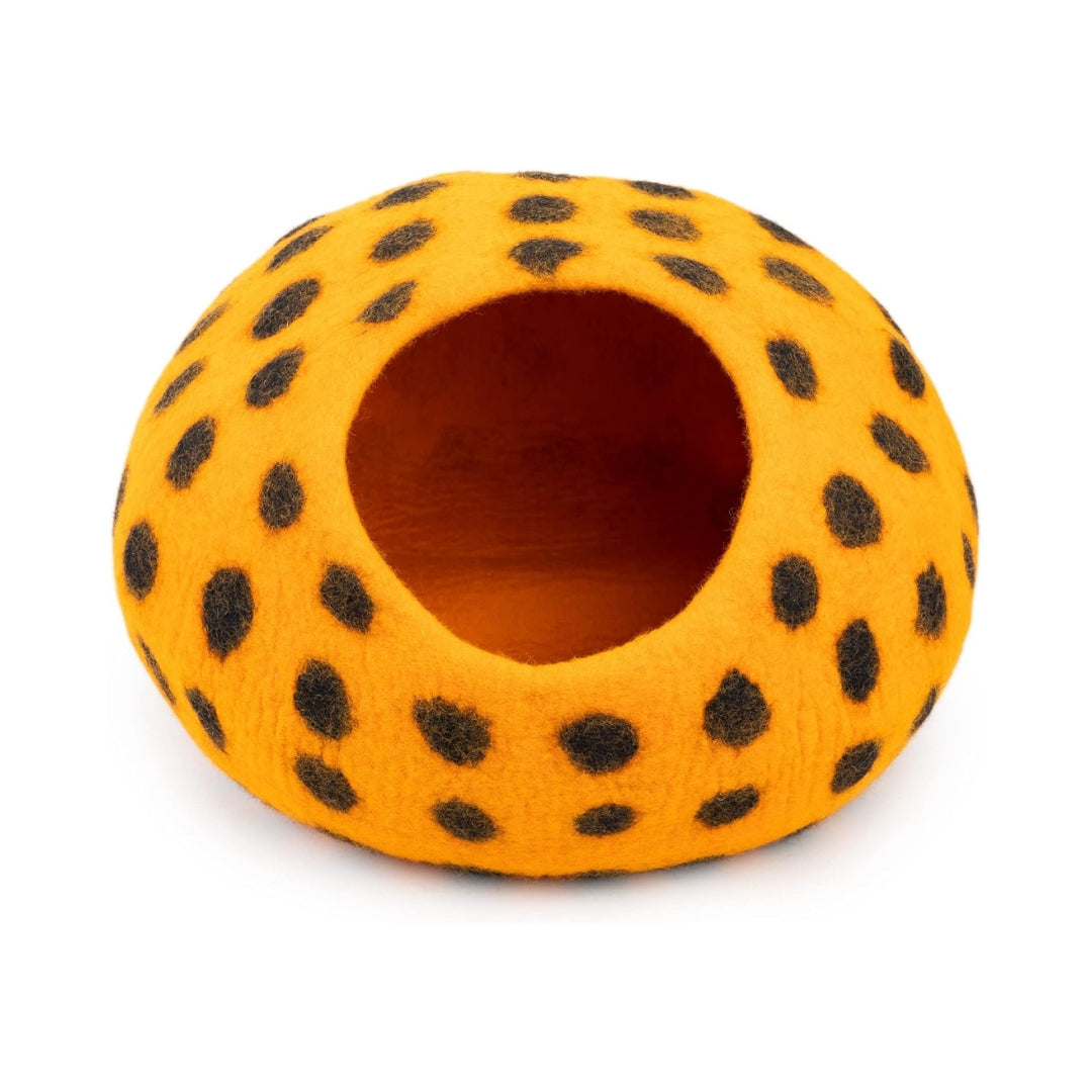 Grotte pour chat en laine mérinos écologique – Niche Lit douillet pliable en feutre naturelle – Maison couverte pour chat d’intérieur