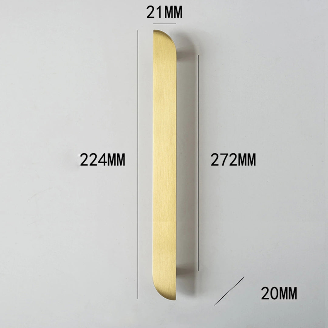 Poignée de meuble ultra plate en laiton finition or brossé – plusieurs tailles disponibles