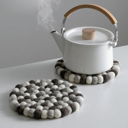 Dessous de plat rond en feutre de laine – 20 cm – Tapis de table résistant à la chaleur pour cuisine et décoration maison