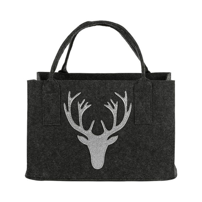 Sac en feutre gris foncé motif cerf – cabas polyvalent 40 x 25 cm