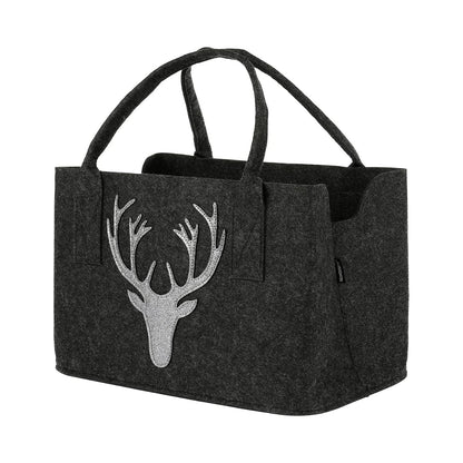 Sac en feutre gris foncé motif cerf – cabas polyvalent 40 x 25 cm