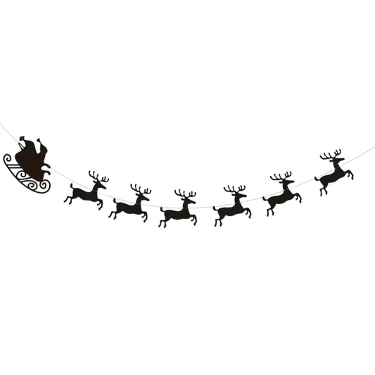 Guirlande festive en feutre – renne et traîneau du Père Noël, décoration de cheminée, mur ou sapin