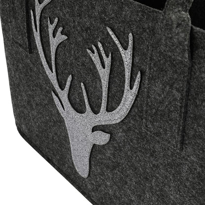 Sac en feutre gris foncé motif cerf – cabas polyvalent 40 x 25 cm