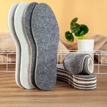 Semelles thermiques multicouches en polaire et feutre de laine – chaleur, confort et respirabilité pour chaussures d’hiver EU 35-45
