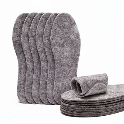 Semelles intérieures thermiques en feutre de laine – lot de 5 paires – chaleur et confort hiver