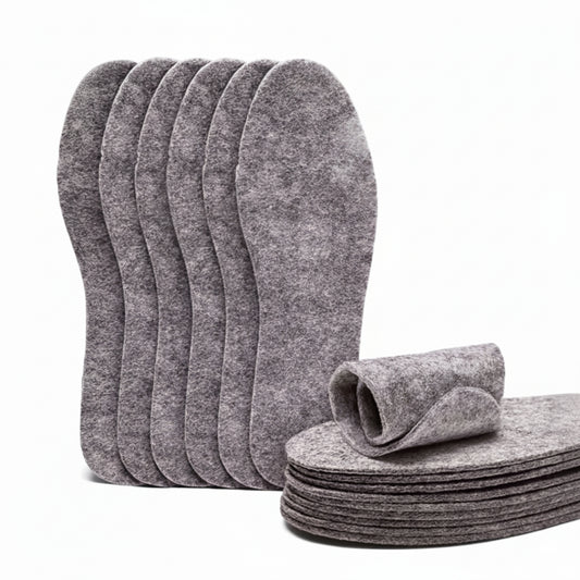 Semelles intérieures thermiques en feutre de laine – lot de 5 paires – chaleur et confort hiver