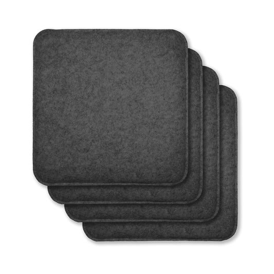 Lot de 4 coussins d’assise carrés en feutre antidérapants – 34,5 x 34,5 x 2,4 cm – Gris clair, gris foncé – Confort durable