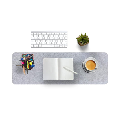 Tapis de souris et clavier grand format 90 x 30 cm - Sous-main en feutre gris clair pour bureau