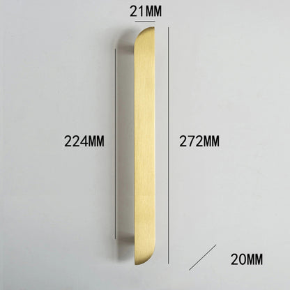 Poignée de meuble ultra plate en laiton finition or brossé – plusieurs tailles disponibles