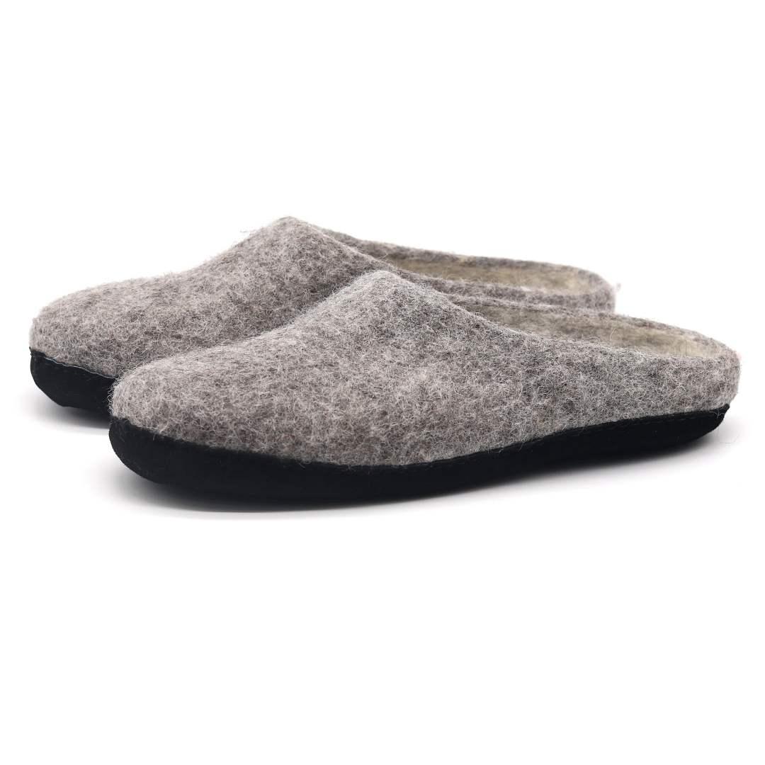 Chaussons d’intérieur en laine mérinos feutrée – semelle antidérapante